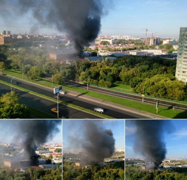 Из-за пожара съезд с Алтуфьевского шоссе в столице перекрыли