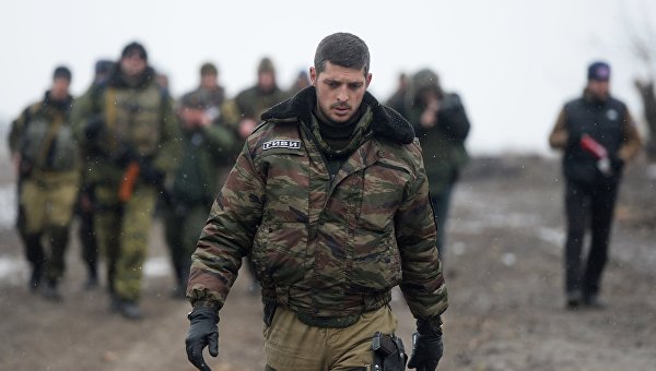 Ополченец самопровозглашенной Донецкой народной республики (ДНР) с позывным Гиви