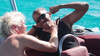 Обама осваивает кайтсерфинг с миллиардером Брэнсоном