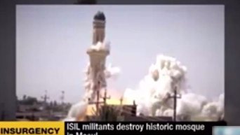 Момент подрыва боевиками ИГ главной мечети Мосула