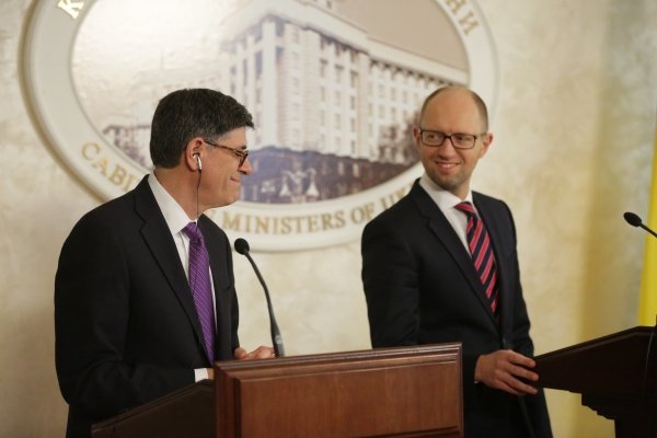Министр финансов США Джейкоб Лью и премьер-министр Арсений Яценюк