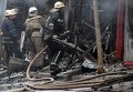 Пожар в торговом центре Барабашово в Харькове