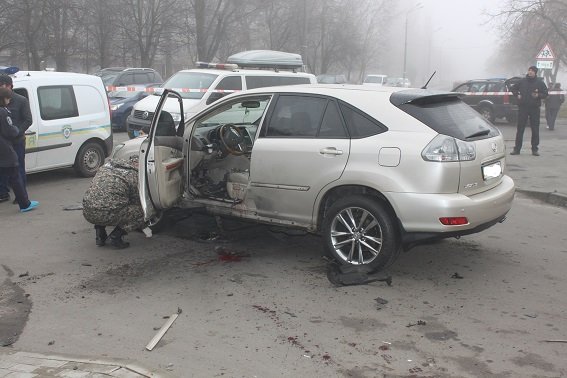 На месте взрыва джипа в Киеве