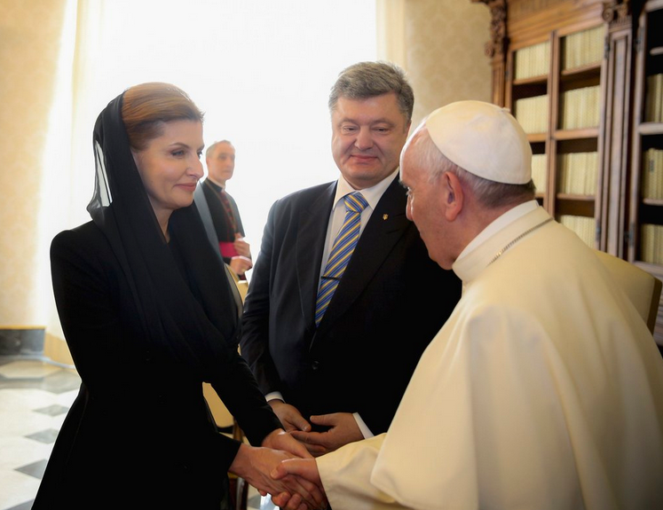 Марина и Петр Порошенко на встрече с Папой Римским в Ватикане
