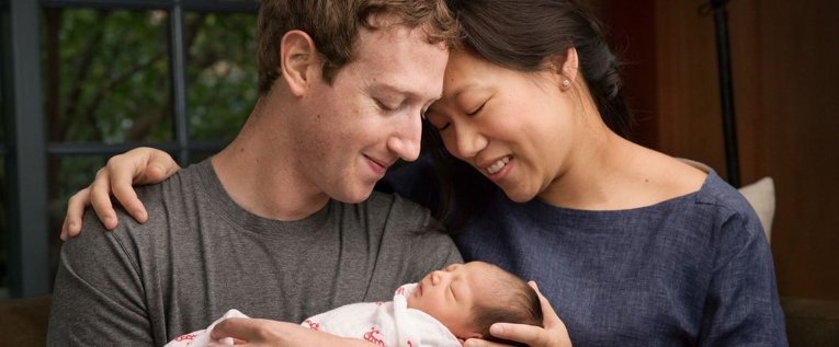 Цукерберг с женой и новорожденной дочерью