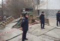 Последствия оползня у дома на Краснозвездном проспекте в Киеве