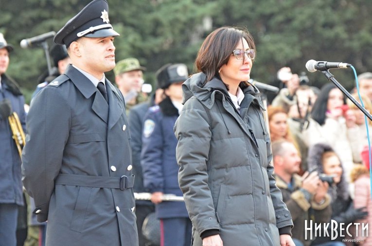 Хатия Деканоидзе на церемонии присяги патрульной полиции в Николаеве