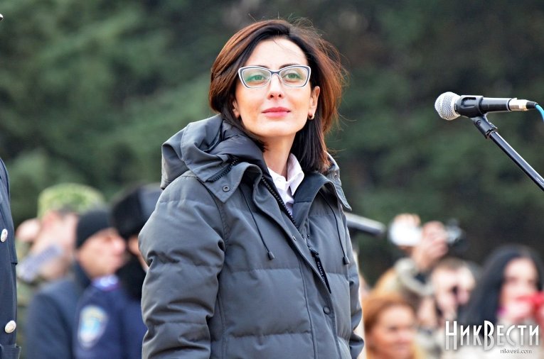 Хатия Деканоидзе на церемонии присяги патрульной полиции в Николаеве