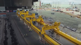 Строительство арки над поврежденным реактором ЧАЭС: кадры с беспилотника. Видео
