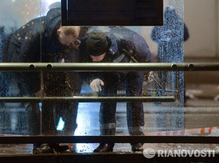 На месте взрыва на автобусной остановке в Москве