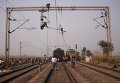 На месте столкновения двух поездов в северном штате Харьяна, Индия
