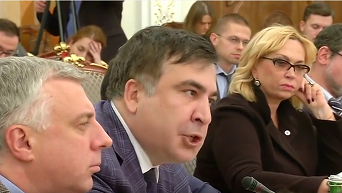 Саакашвили на заседании Нацсовета реформ, где произошел скандал с Аваковым