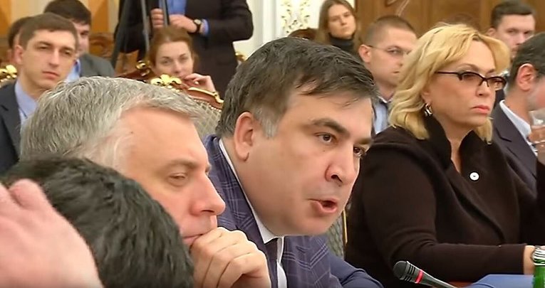 Саакашвили на заседании Нацсовета реформ, где произошел скандал с Аваковым