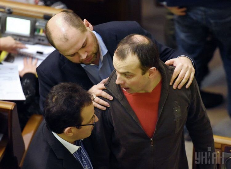 Егор Соболев и Олег Березюк в Верховной Раде 12 февраля 2015 года