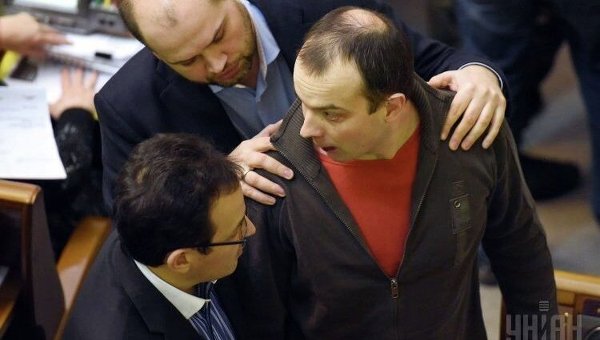 Егор Соболев и Олег Березюк в Верховной Раде 12 февраля 2015 года
