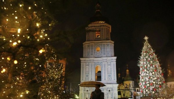 Новогодняя елка на Софийской площади в Киеве