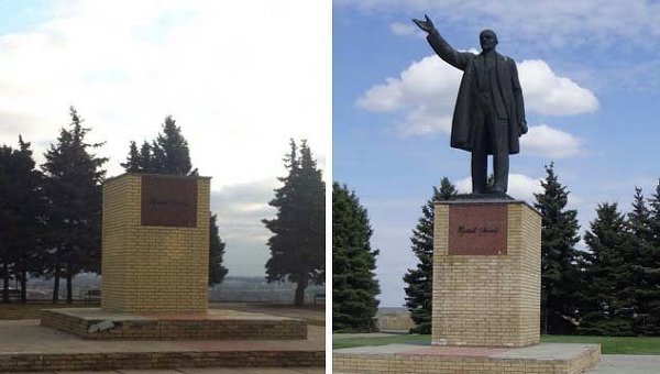 Снесение памятника Ленину в Купянске Харьковской области