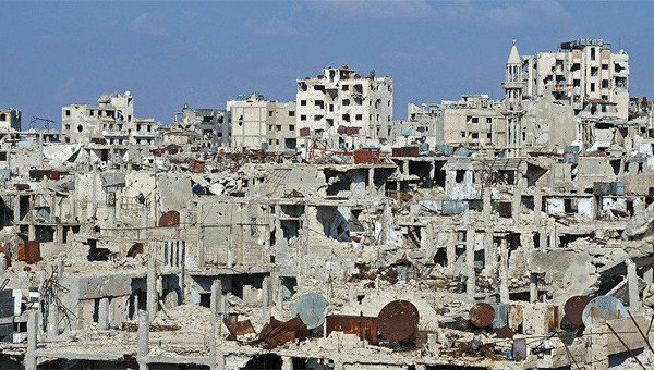 Разрушения в городе Хомс