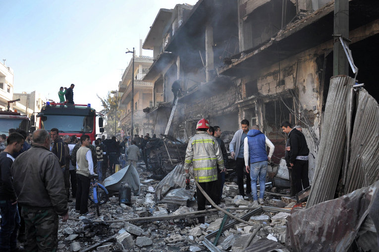 Последствия обсрела сирийского города Захра