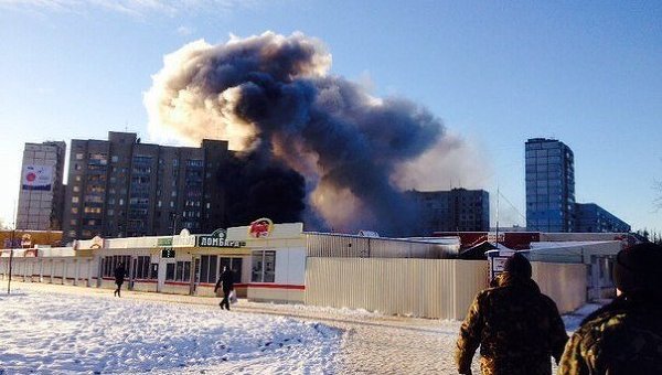 Пожар на харьковском рынке в районе Алексеевка
