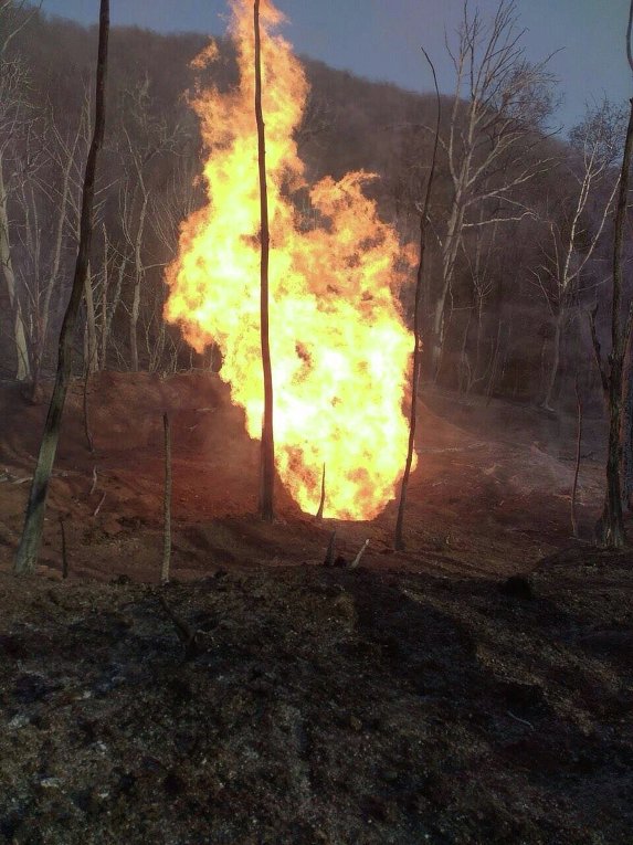 Разгерметизация газопровода с самовоспламенением газового факела в Закарпатской области