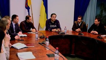 Совещание Саакашвили с руководством ОДА. Видео