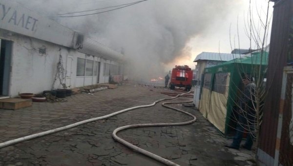 Пожар на рынке Меркурий в Одессе