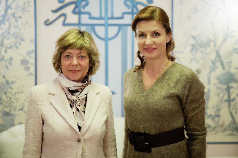 Первая леди Украины Марина Порошенко и первая леди Германии Даниэла Шадт