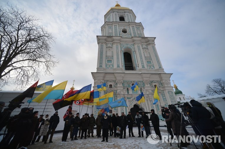 Вече в Киеве в честь Дня Соборности Украины