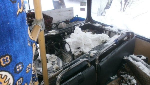 Загоревший на ходу автобус в городе Смела Черкасской области