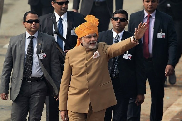 Премьер-министр Индии Нарендра Моди во время празднований Дня республики