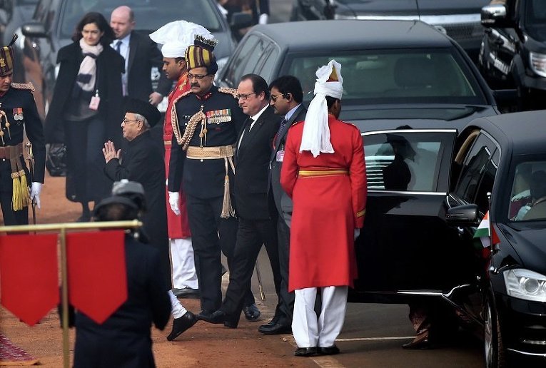Президент Франции Франсуа Олланд во время празднований Дня республики в Индии