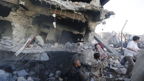 Последствия авиаудара в Йемене
