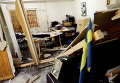 Поврежденный офис культурного центра Турции в Швеции