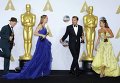 Марк Райлэнс, Бри Ларсон, Леонардо Ди Каприо и Алисия Викандер во время 88-й церемонии вручения премии Оскар в Голливуде