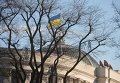 Флаг Украины над зданием Верховной Рады.