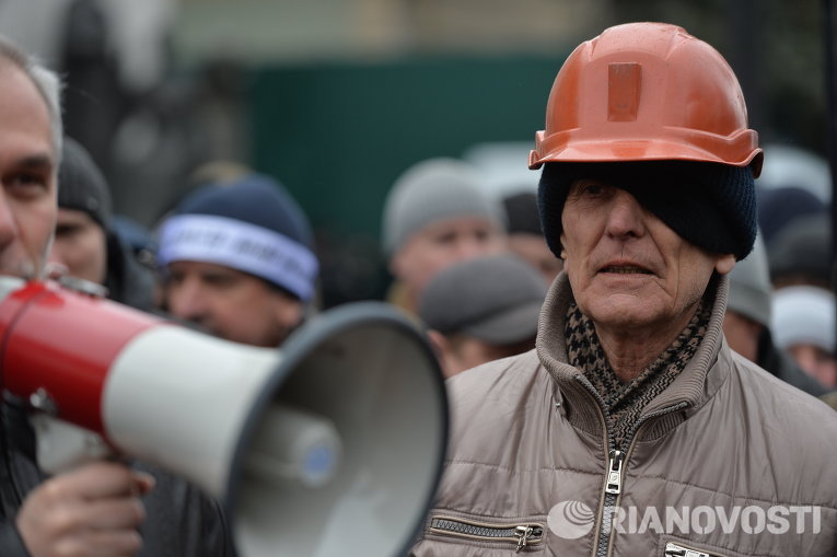 Протесты шахтеров под Радой