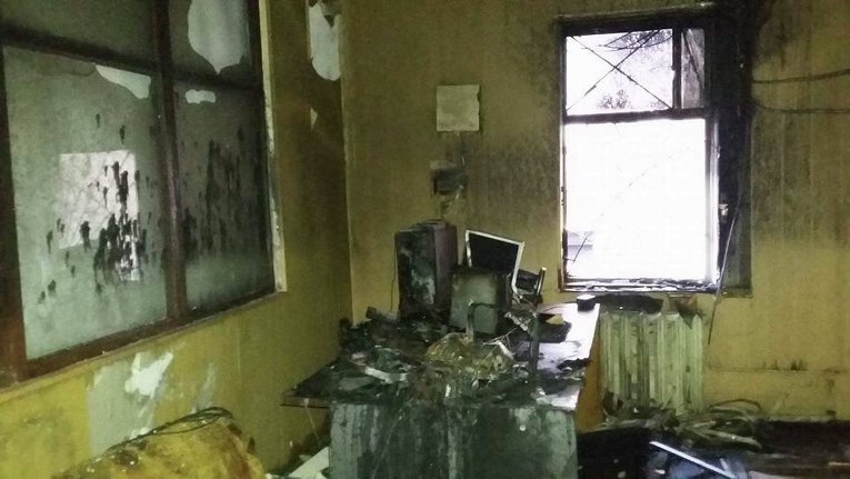 Последствия пожара в телестудии в Конотопе