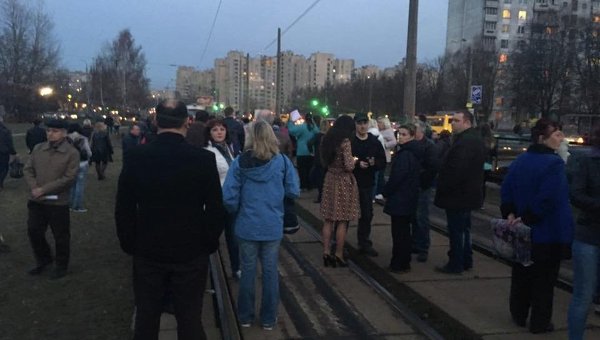 Блокирование движения трамваев на Борщаговке в Киеве