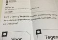 Бюллетень для голосования на референдуме в Нидерландах. За или против ассоциации Украины с ЕС