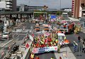 Забастовка пожарных возле аэропорта Франкфурта, Германия,