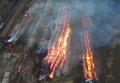 Пожар на складе древесины в Томске с высоты птичьего полета. Видео