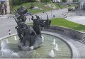 Запуск фонтанов на Майдане Незалежности с высоты птичьего полета
