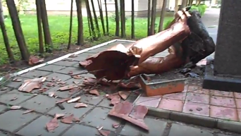 Появилось видео разбитого памятника Ленину в Полтавской области