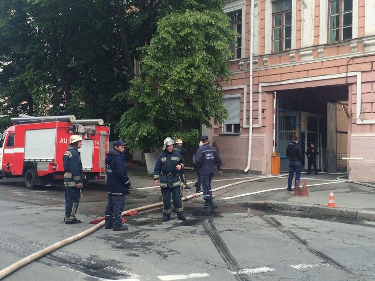 Пожар в здании ГУ НП Украины в Киеве