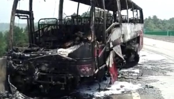 В Китае сгорел автобус