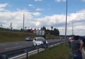 Момент наезда авто посольства Польши на протестующих во Львовской области. Видео