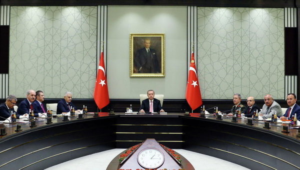 Президент Турции Тайип Эрдоган провел заседание Совета национальной безопасности в президентском дворце в Анкаре, Турция