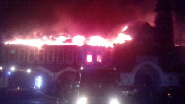 Пожар на бывшем пивзаводе в Москве
