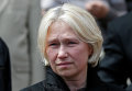 Алена Притула, соосновательница Украинской Правды на церемонии прощания с погибшим журналистом Павлом Шереметом.